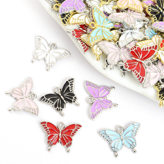 Enamel-Look Gold Silver Butterfly Alloy Charms in 12 Styles