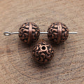 Floral Scroll Round Small Hole Metal Beads in Two Finishes view 2