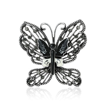 Openwork Butterfly Brooch With Random Mixed Crystal Colors