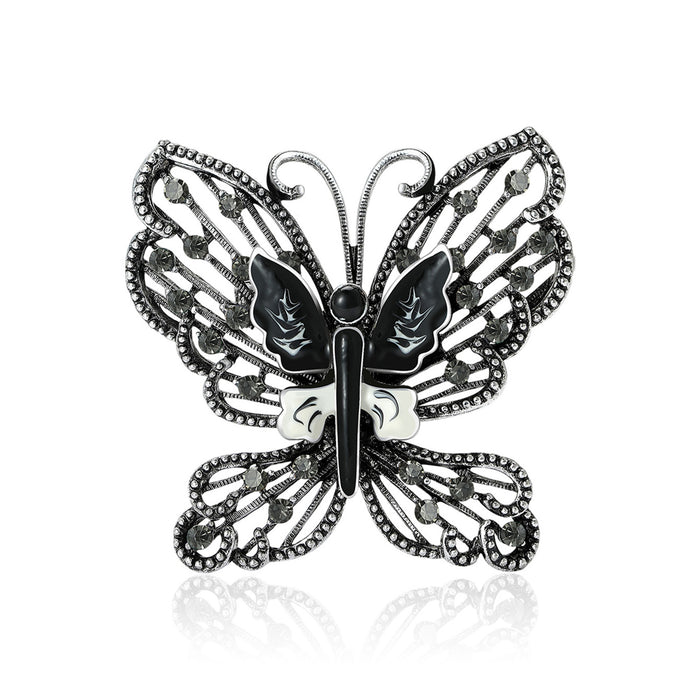 Openwork Butterfly Brooch With Random Mixed Crystal Colors