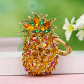 Jeweled Pineapple Keychain With Amber and Iridescent Crystals view 6