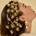 Brushed Metal Flower Pearl Hair Clip Pin Sets 2 Styles view 3