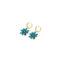 Gold Huggie Double Layer Crystal Flower Drop Earrings view 5