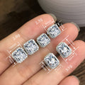 Rectangular Halo Stud Earrings In Three Sizes And Three Colors view 4