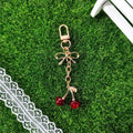 Gold Bow Cherry Resin Keychains Lobster Clasp Three Colors view 4