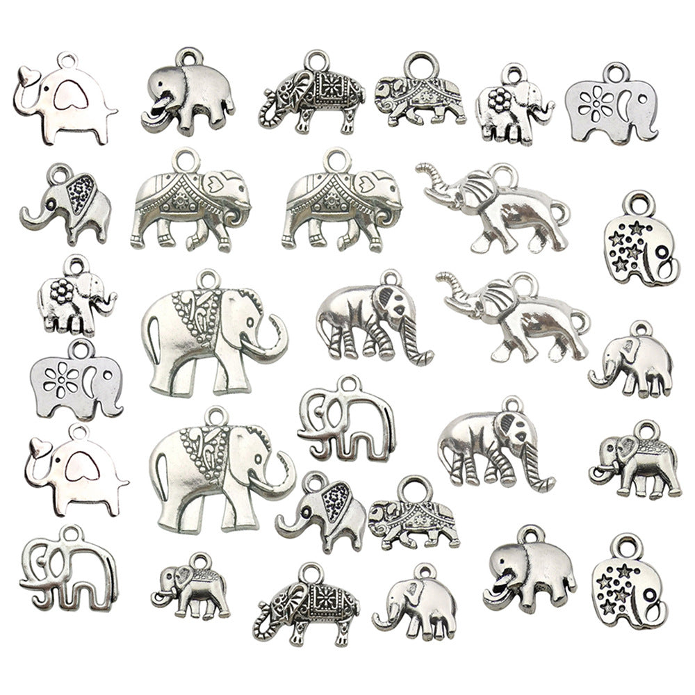 Vintage Zinc Alloy Elephant Head Hollow Animal Charm Pendant for DIY Bracelet Necklace