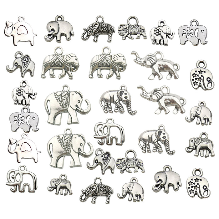 Metallic Elephant Metal Charms with 16 Listed Options