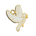White Enamel Dove Charm Pendant Engraved Peace Silver And Gold Tone view 5