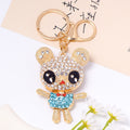 Rhinestone Big Eye Bear Keychain Gold Clasp Four Outfits view 1