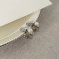 Pearl Accent Open Hoop Ear Cuffs In Two Metal Tones view 6