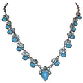 Blue Teardrop Beaded Necklace with Silver Tone Links view 5