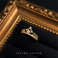Gold Tone Polished Crown Clear Stone Open Ring For Women view 3