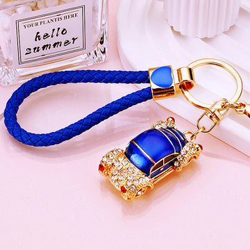 Jeweled Vintage Car Keychains in Four Colors with Braided Options