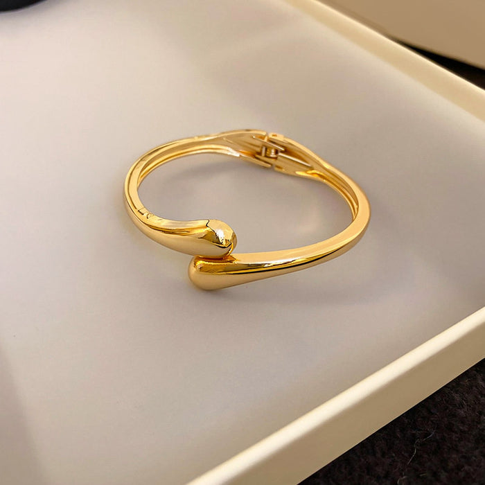Polished Open Crossover Metal Cuff Bangle Bracelets