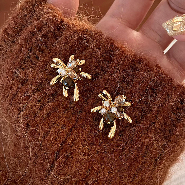 Gold Tone Brown Stone Stud Earrings in Thirty Assorted Designs