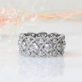 Gold Silver Lattice Clear Stone Wide Band Ring Sizes 6-10 view 1
