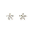 Silver Tone Clear Petal Flower Statement Stud Earrings view 5