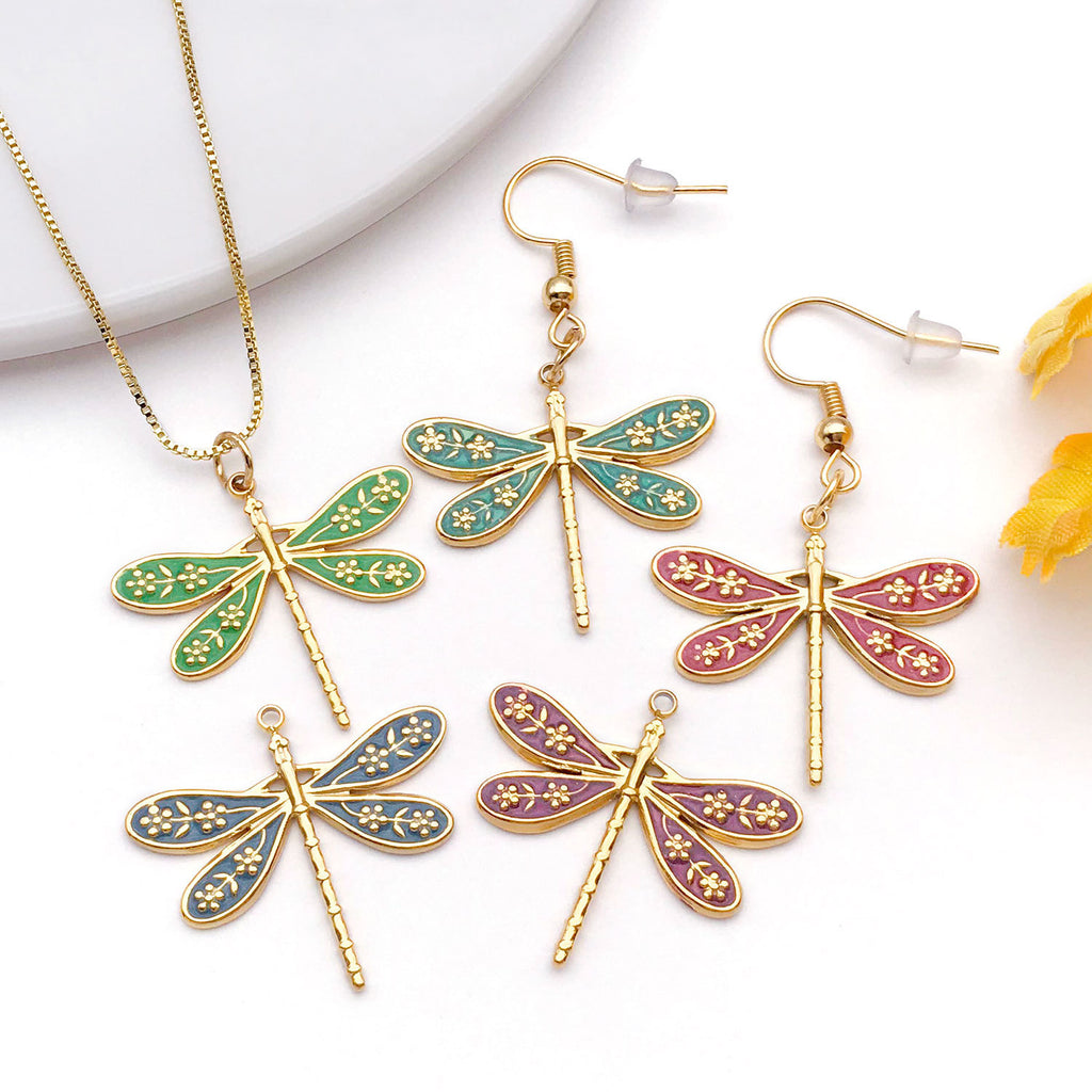 Stainless Steel Enamel Dragonfly Charm Pendant for DIY Necklace Earrings Bracelet
