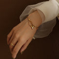 Gold Steel Heart Charm Paperclip Chain Necklace Bracelet view 7