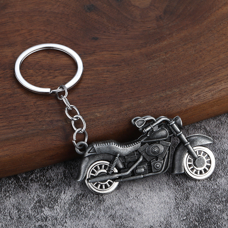 Large Color Motorcycle Metal Keychain with Movable Wheel Pendant