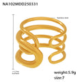 Multi Layer Wavy Open Rings Stainless Steel Gold Steel Tone view 8