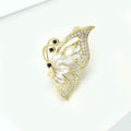 Crystal Wing Butterfly Brooch in Gold Tone with Black Eye Accents view 3