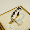 White Gold Heart Row Pavé Thin Band Ring Sizes Alloy view 2