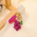 Rhinestone Grape Cluster Keychain Green Leaf Charm Options view 12