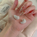 Gold and Silver Woven Teardrop Statement Stud Earrings view 4