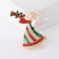 Gold Tone Christmas Angel Enamel Rhinestone Brooch view 6