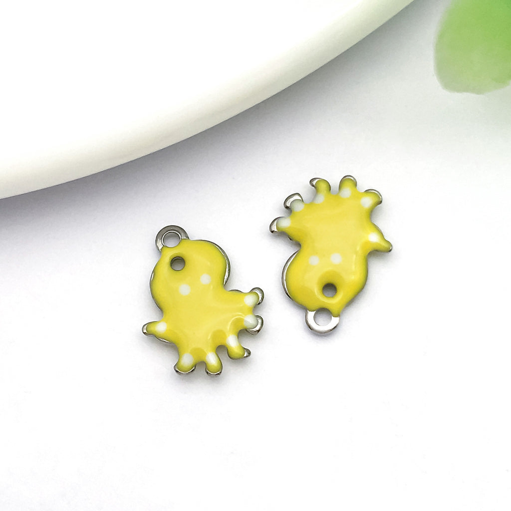Gold Tone Enamel Stainless Steel Octopus Fish Charm Pendants for Keychain Necklace Making