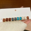 Gold Frame Square Enamel Stud Earrings Multicolor Five Pair view 6