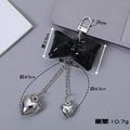 Glossy Patent Bow Keychain with Two Dangling Heart Charms view 3
