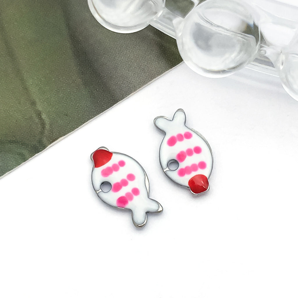 Enamel Stainless Steel Little Fish Charm Pendants for Necklace Earring DIY Jewelry Making