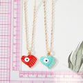 Gold Tone Enamel Winged Heart Evil Eye Pendant Necklaces view 3