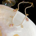 Pastel Tulip Crystal Charm Necklace with Gold Tone Chain view 4