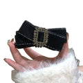 Fabric Bow Hair Claw Clip Square Rhinestone Buckle Gray view 5