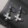 Silver Tone Clear Crystal Geometric Huggie Drop Earrings in Six Designs view 4