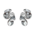Silver Irregular Twisted Abstract Wave Stud Earrings Pair view 5