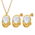 Gold Irregular Mother Pearl Pendant Necklace Stud Earrings view 5