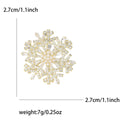 Gold Silver Snowflake Brooch Pearl Center Clear Stones view 4
