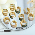 Small Crystal Pave Huggie Hoop Earrings Gold Steel Tones view 2
