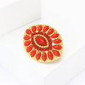 Gold Oval Turquoise Style Brooch Marquise Cabochon Eye Pin view 3