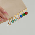 Heart Glass Stone Earrings Long Necklace Color Set view 4