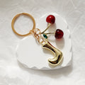 Gold Tone Cherry-Drop Bubble Letter Keychains from A to Z view 12