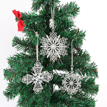 Rhinestone Metal Snowflake Christmas Tree Hanging Ornaments
