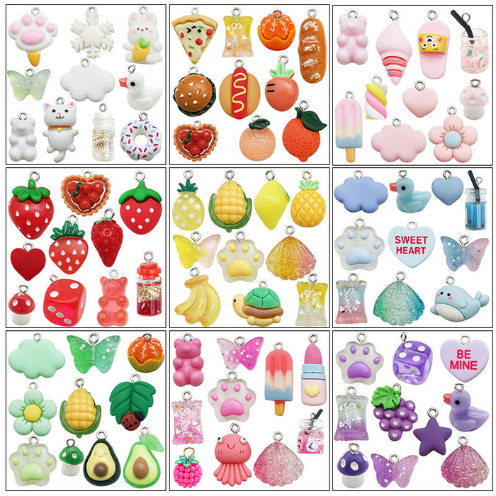 Clear Strawberry Glossy Charms with 9 Listed Options