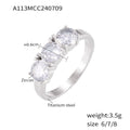 Gold Steel Three Zircon Pavé Geometric Titanium Steel Rings view 6