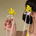 Artificial Flower Lace Ribbon Duckbill Hair Clips Blue Yellow view 3
