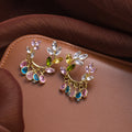 Multicolor Floral Vine Teardrop Fringe Hoop Earrings view 4